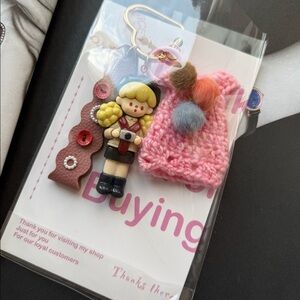 Pink Crochet Dress Bag Charm
